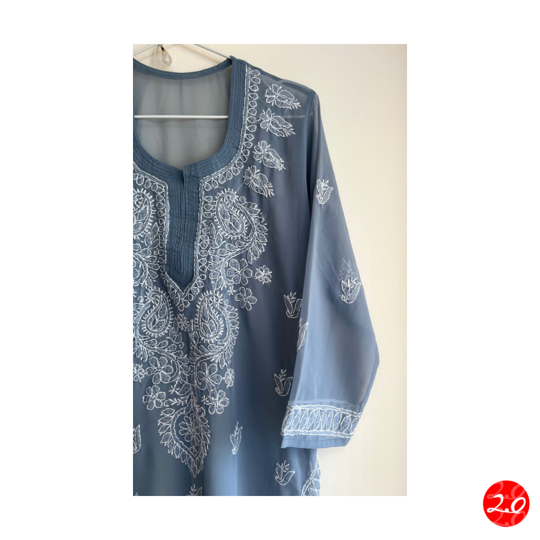 Light grey Chikankari Kurti