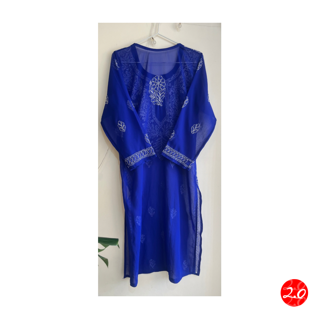 Royal Blue Chikankari Kurti