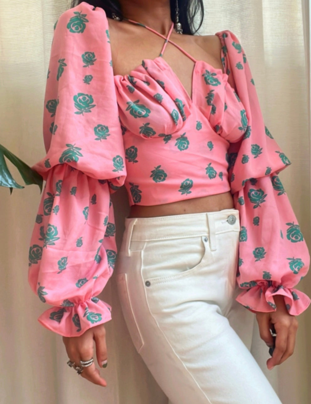 Pink Rose Milkmaid Top