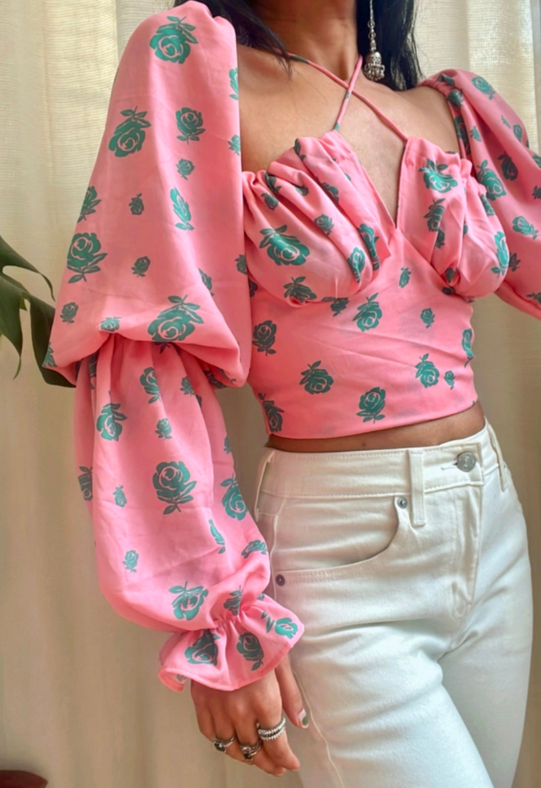 Pink Rose Milkmaid Top