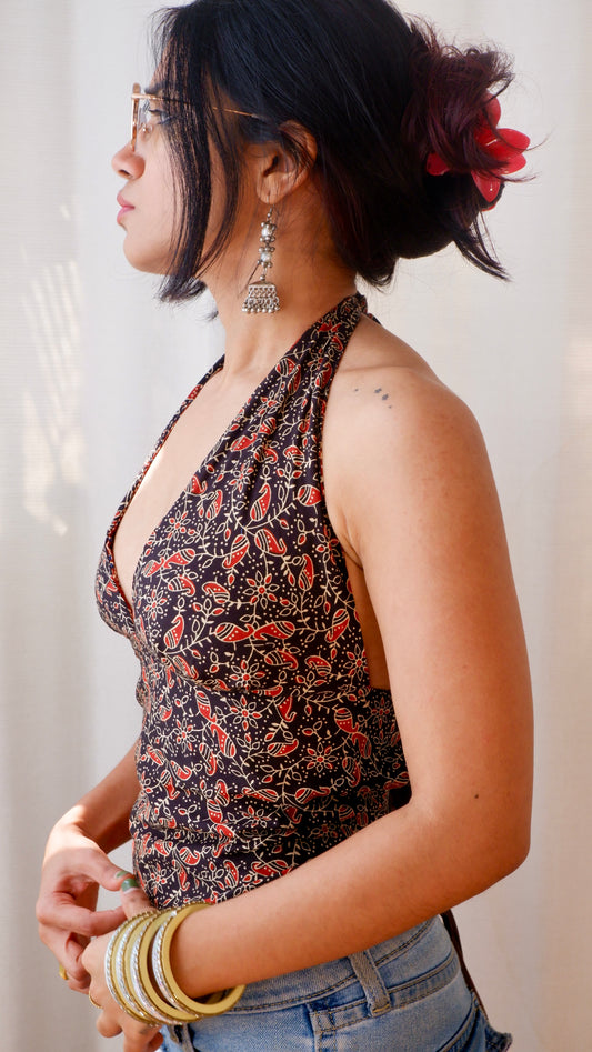 Ajrakh Reversible GEET Halter Top