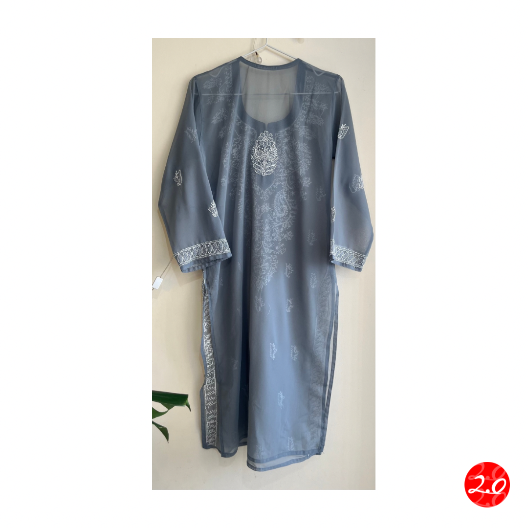 Light grey Chikankari Kurti
