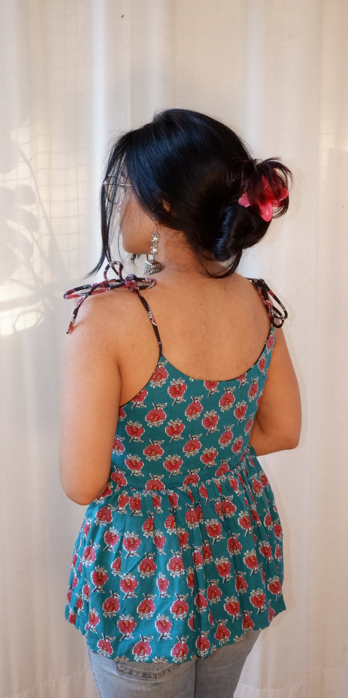 Moonlit Petals Reversible Ruffle top