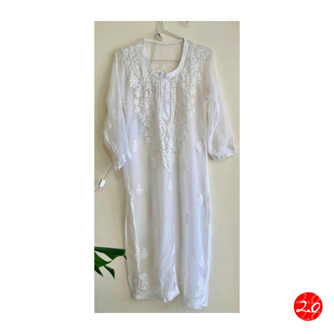 Lily white Chikankari Kurti