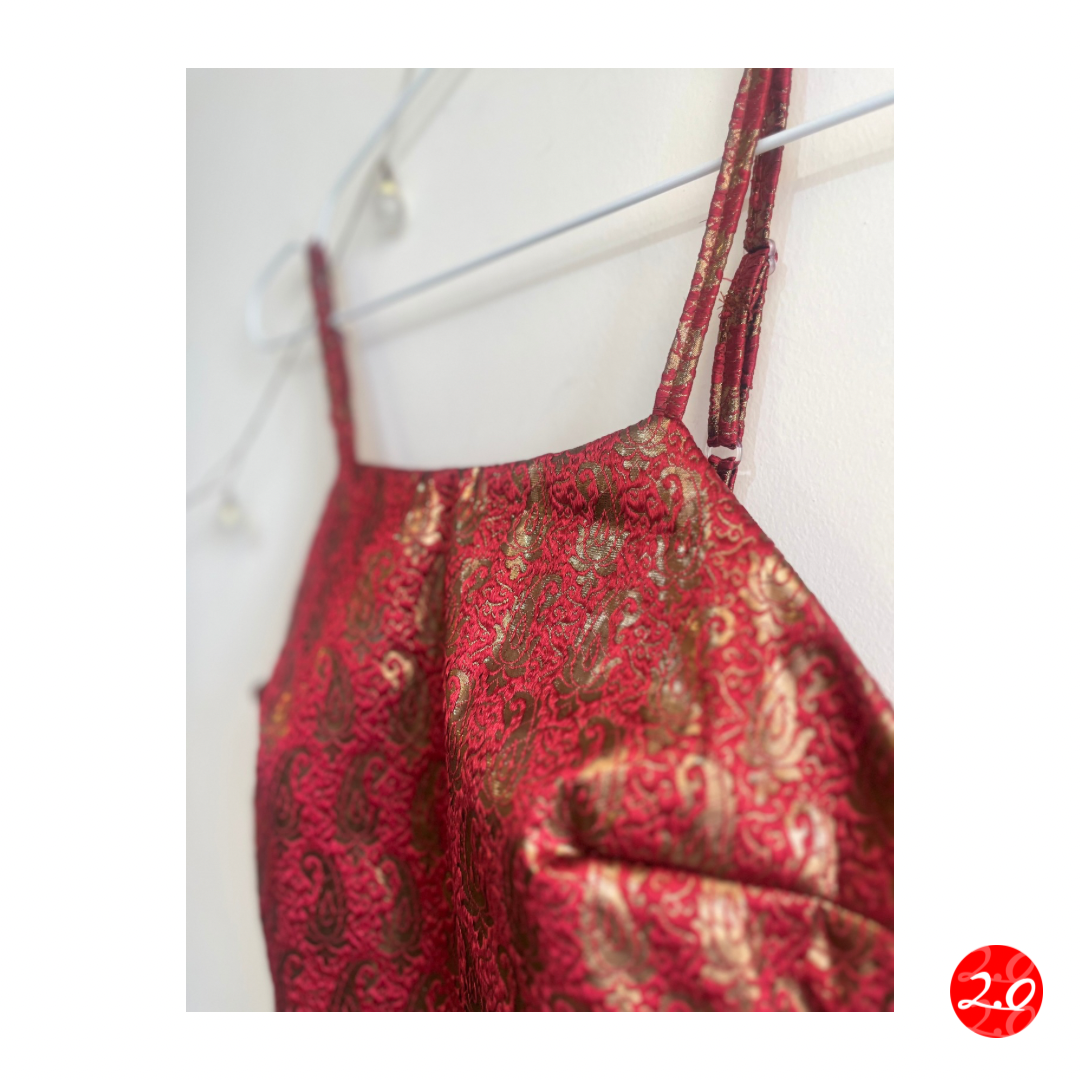 Rani Red Brocade Strap Kurti