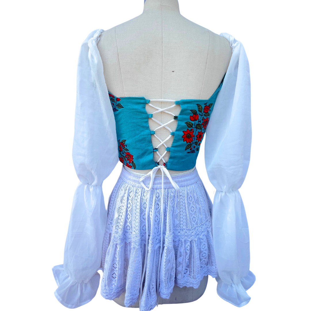 Cerulean floret Milkmaid Top