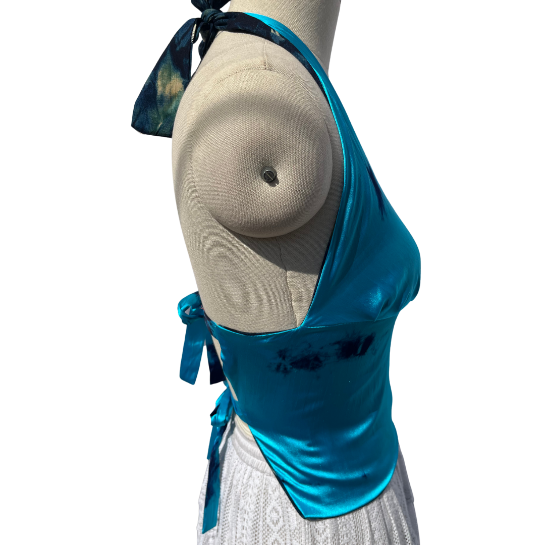 Blue Satin Dreams GEET Halter Top