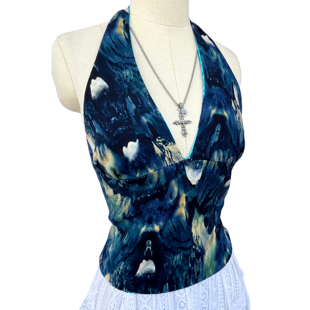 Blue Satin Dreams GEET Halter Top