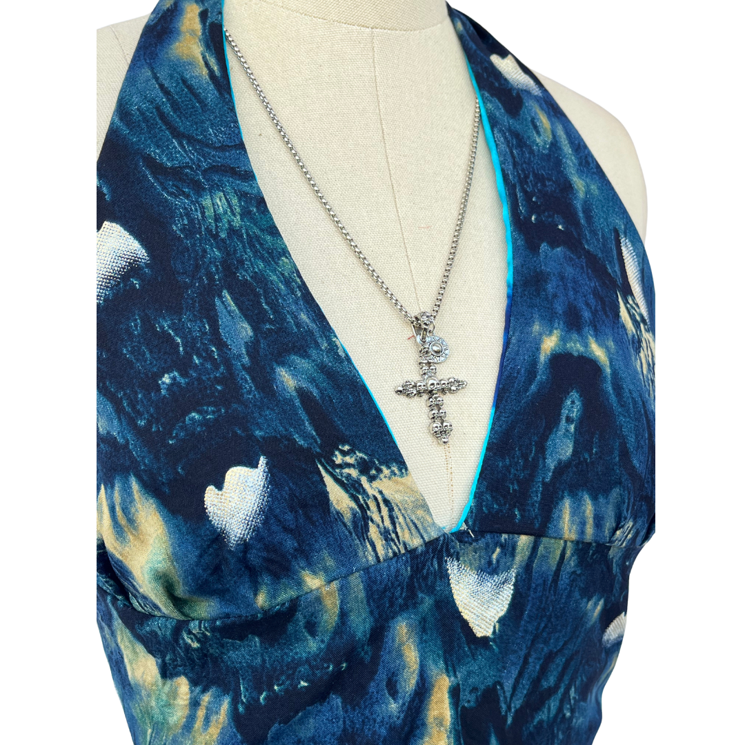 Blue Satin Dreams GEET Halter Top