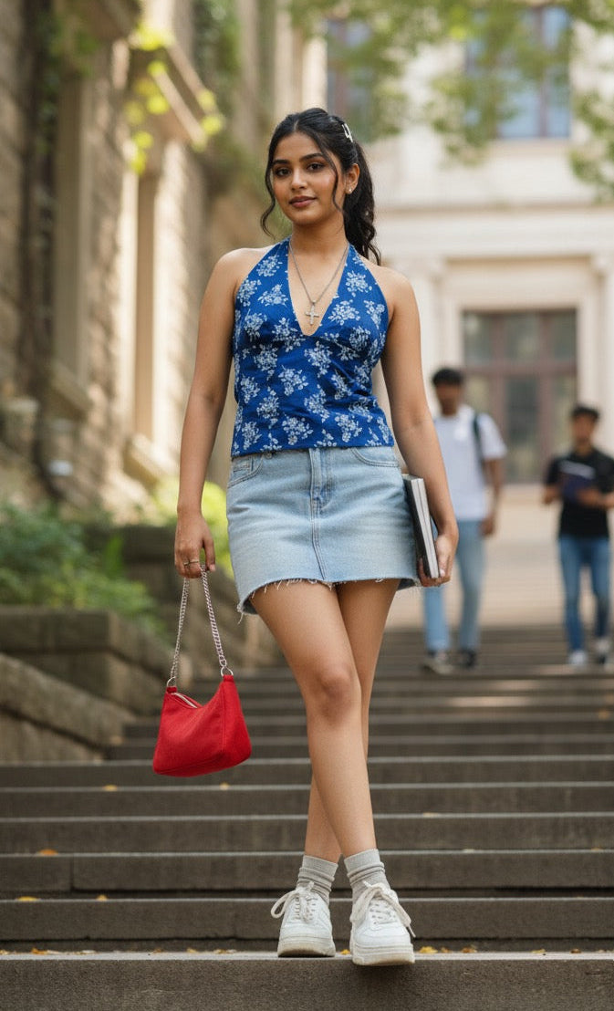 Blueberry Bloom Y2K halter top