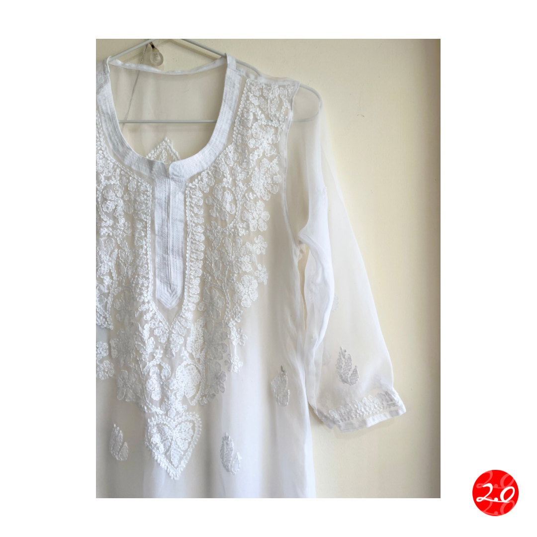 Lily white Chikankari Kurti