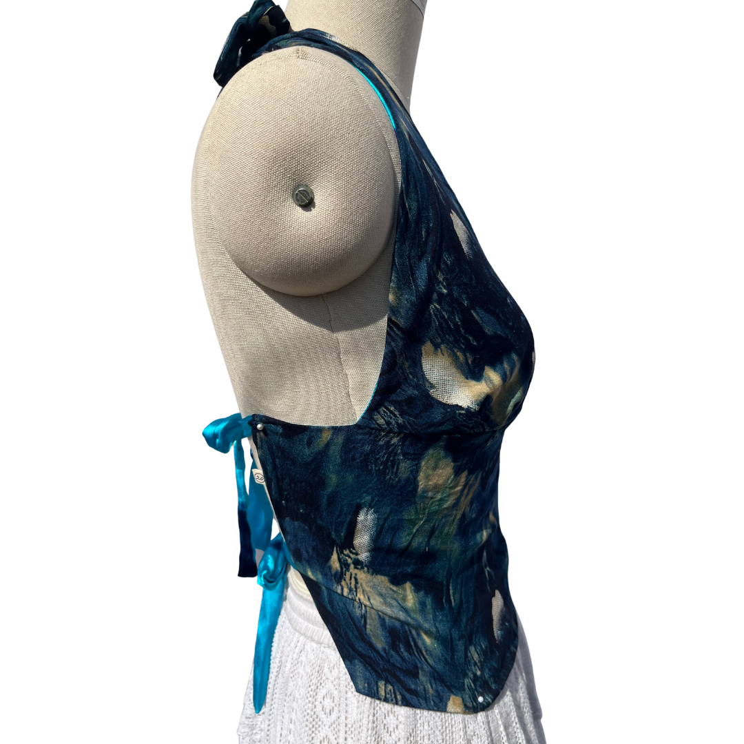 Blue Satin Dreams GEET Halter Top