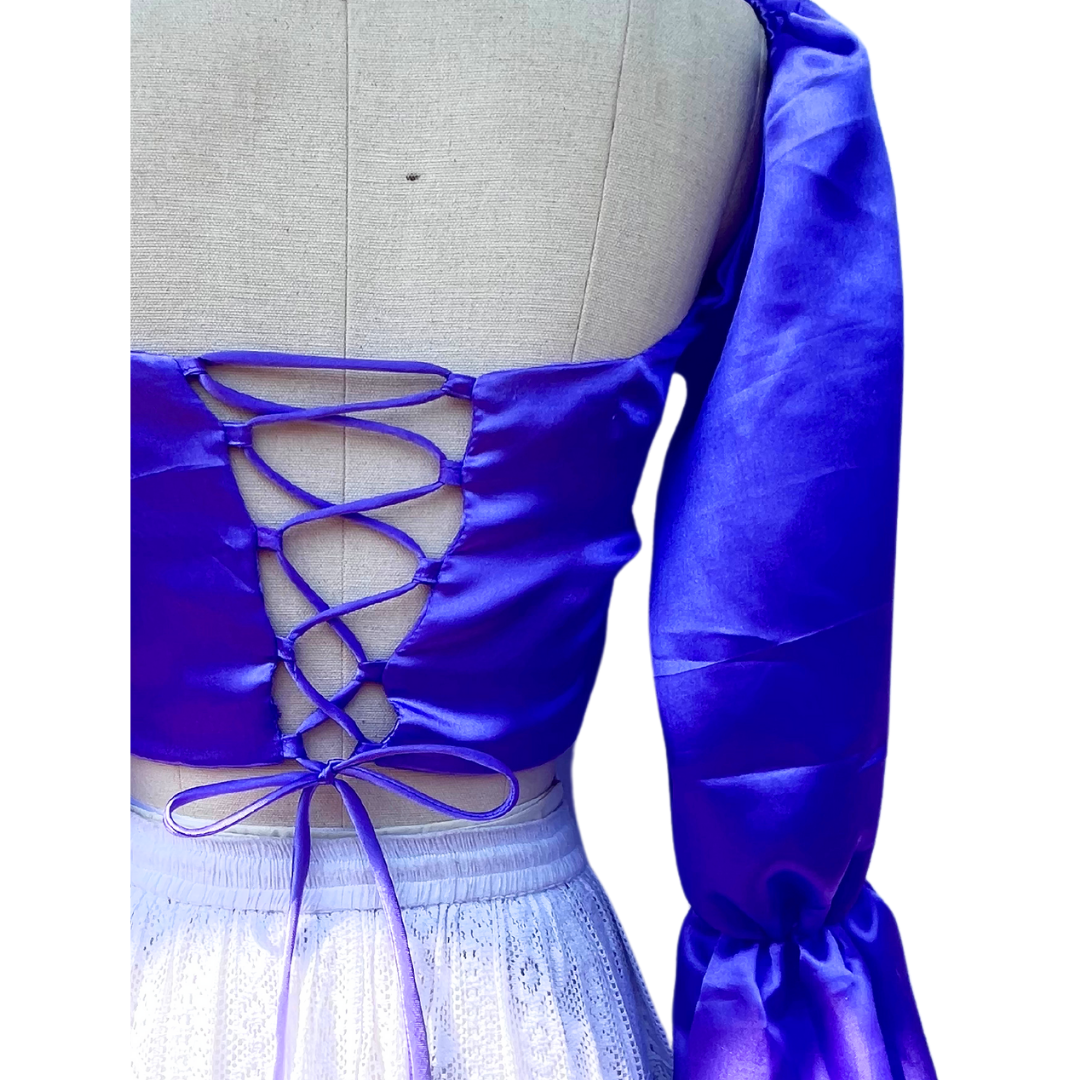 Purple Satin Milkmaid Top