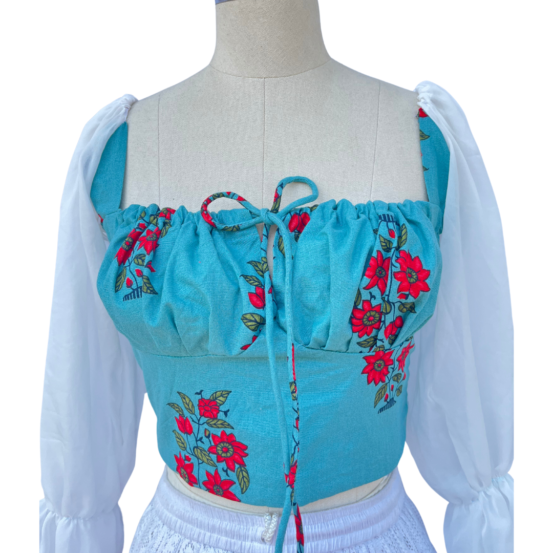 Cerulean floret Milkmaid Top