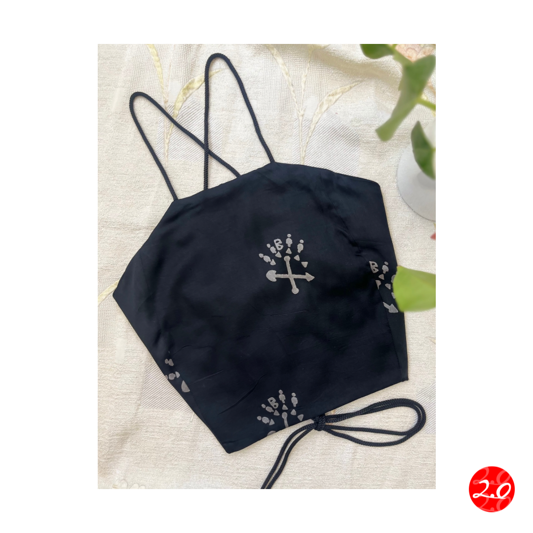 Satin black crop top