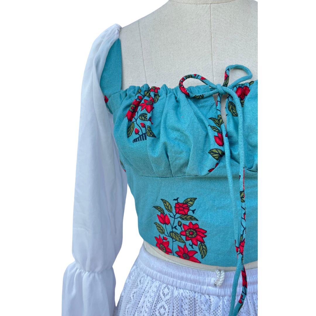 Cerulean floret Milkmaid Top