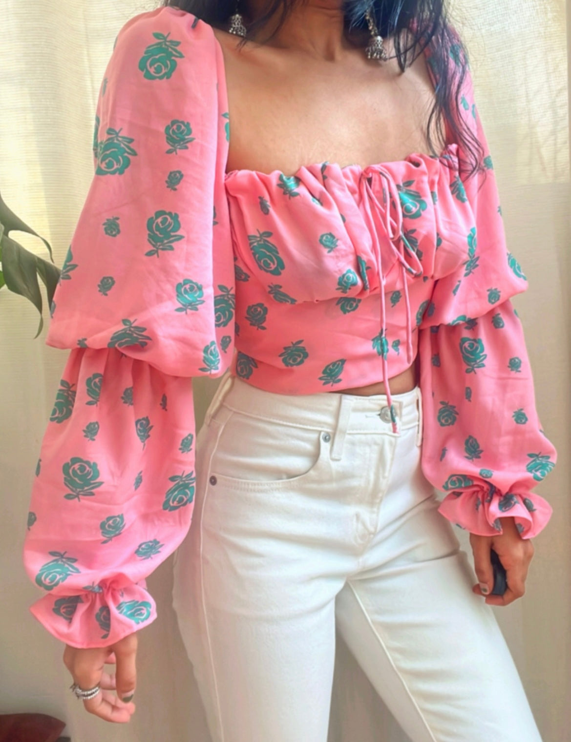 Pink Rose Milkmaid Top