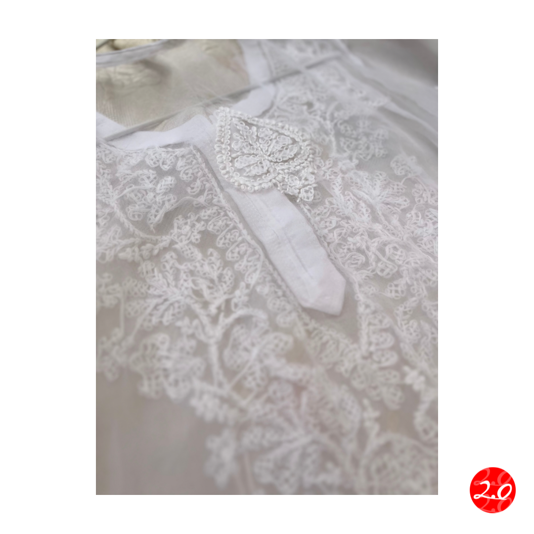 Lily white Chikankari Kurti