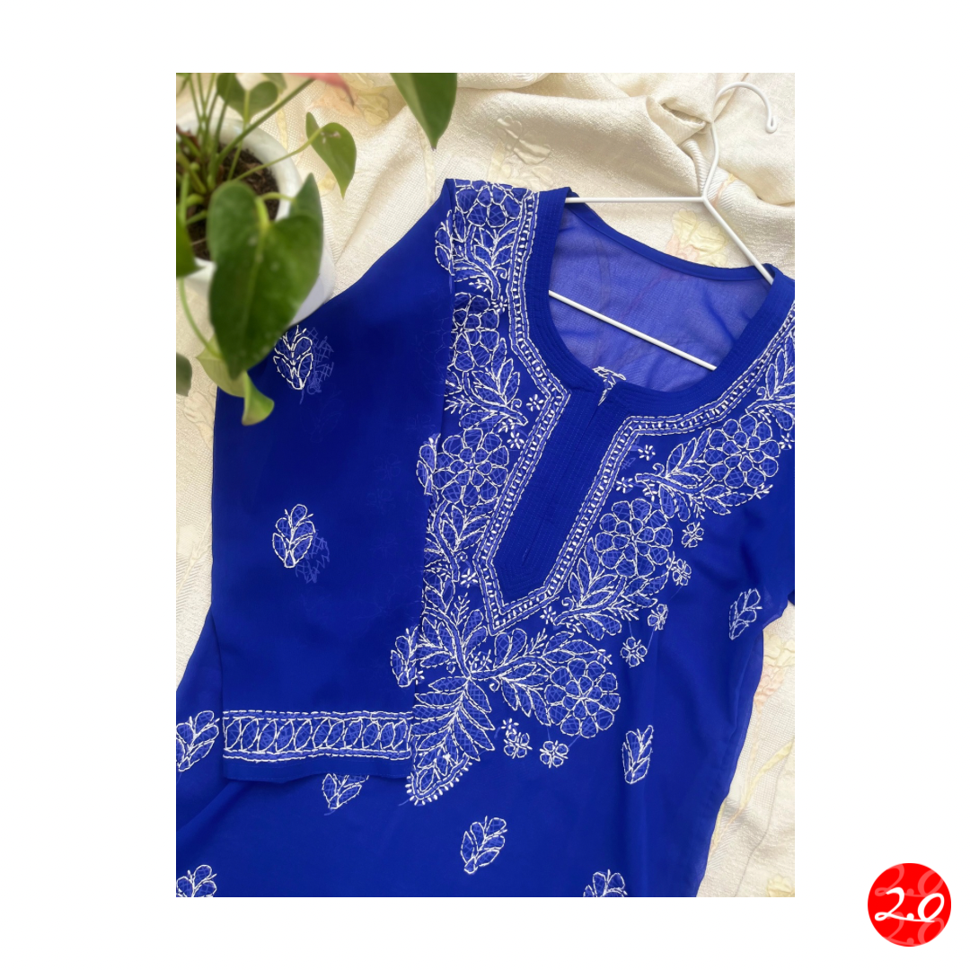 Royal Blue Chikankari Kurti