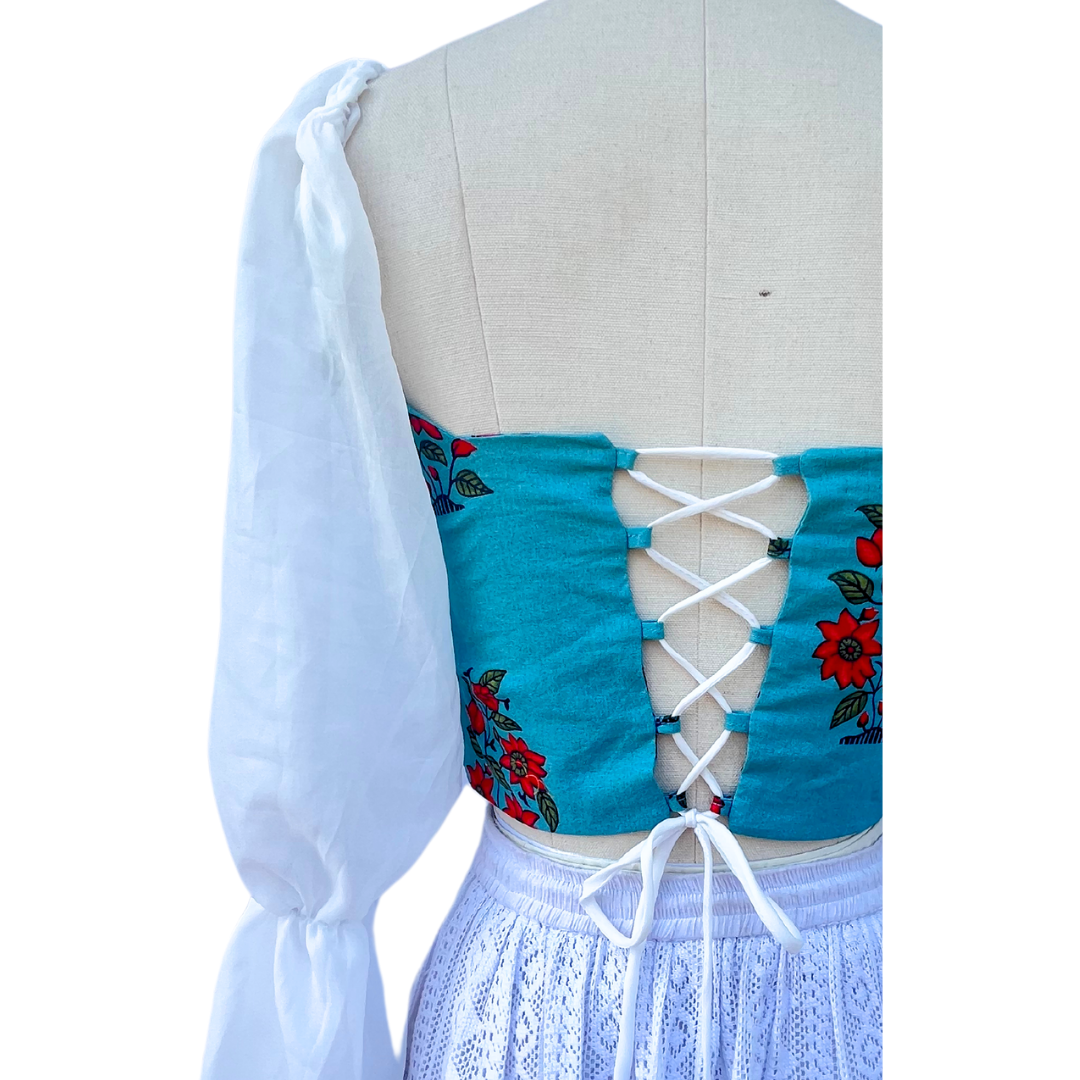 Cerulean floret Milkmaid Top
