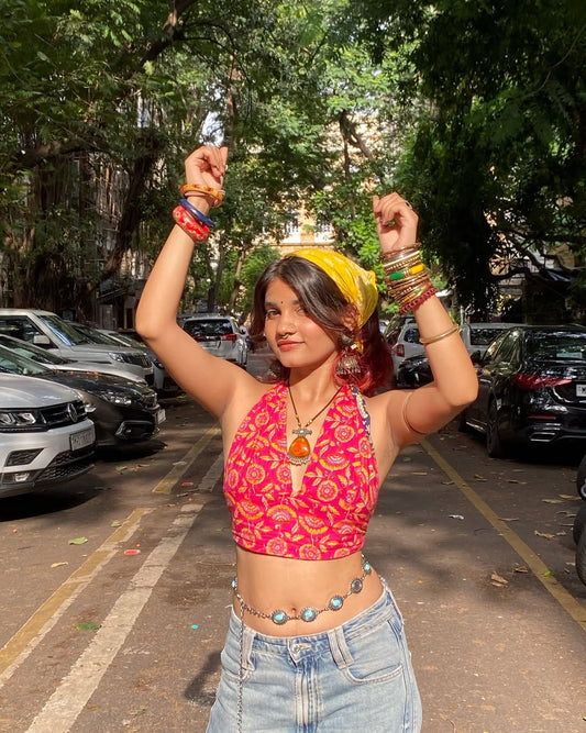 Rose AfterDark Reversible Crop Halter Top