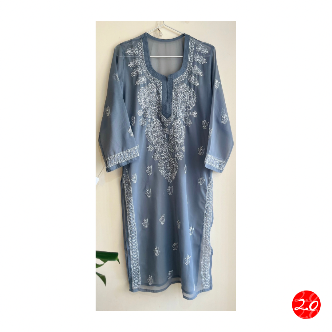 Light grey Chikankari Kurti