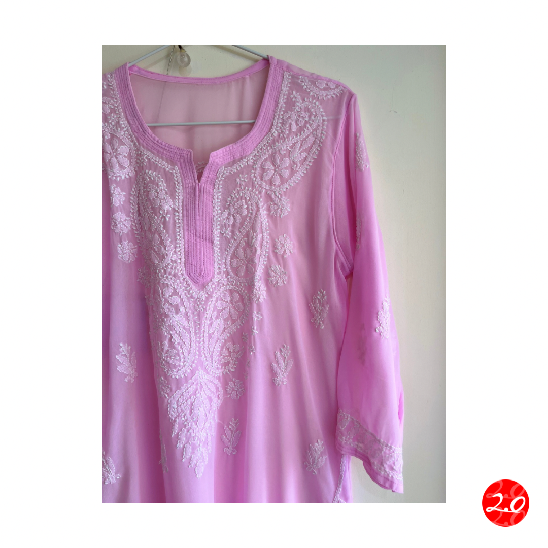 Baby pink Chikankari Kurti