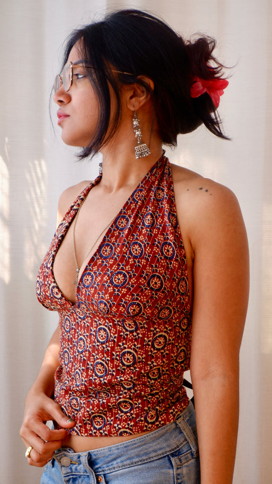 Ajrakh Reversible GEET Halter Top