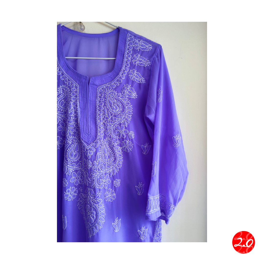 Lilac Chikankari Kurti
