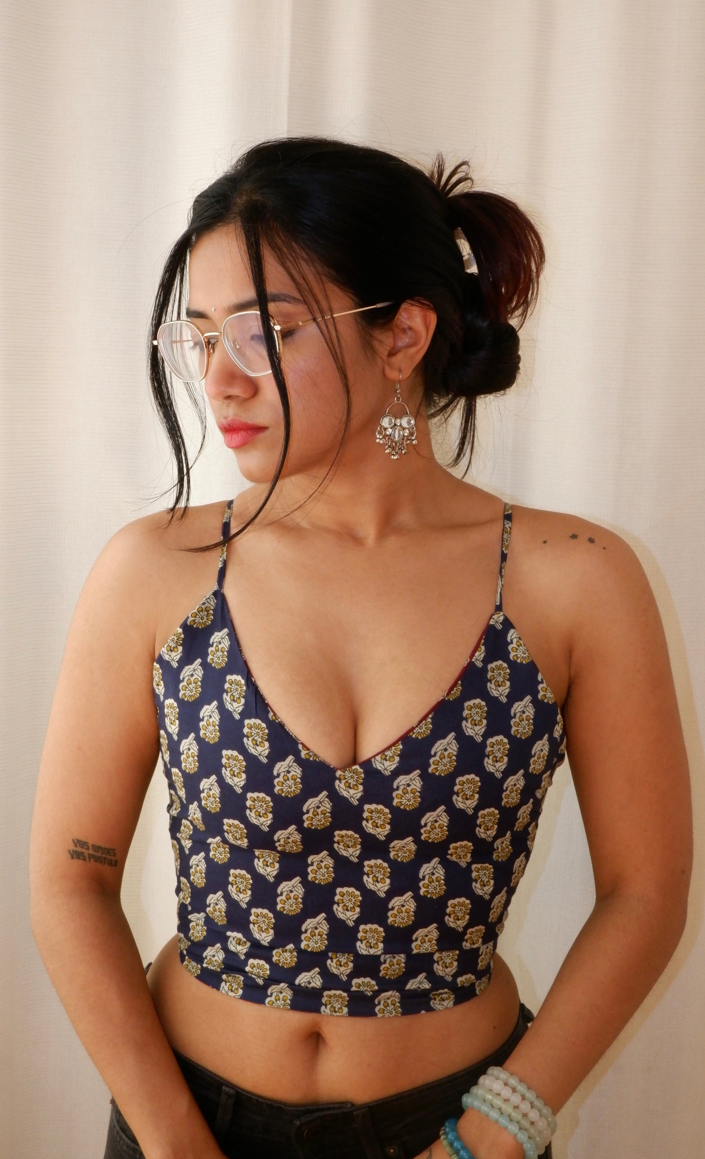 Blue&Purple Backless Crop Top