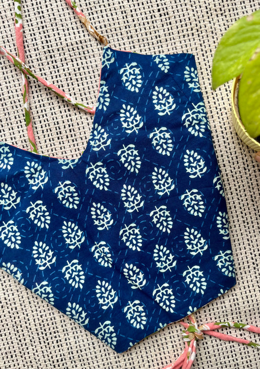 Indigo Bloom Backless Crop Top