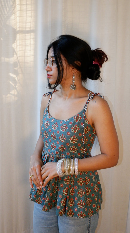 Wildstripe grove Reversible Ruffle top