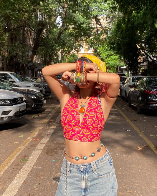 Rose AfterDark Reversible Crop Halter Top