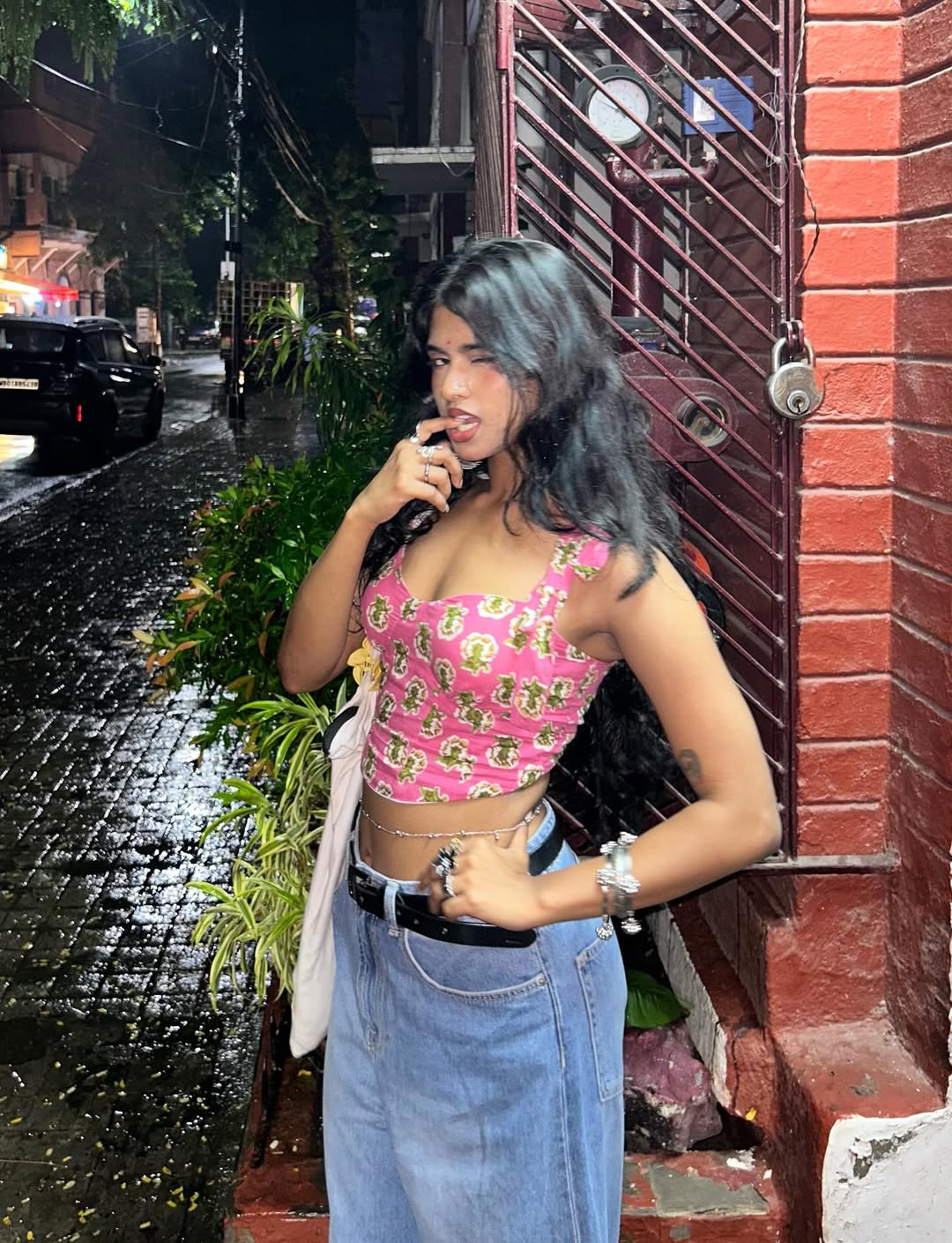 Pink flush corset top