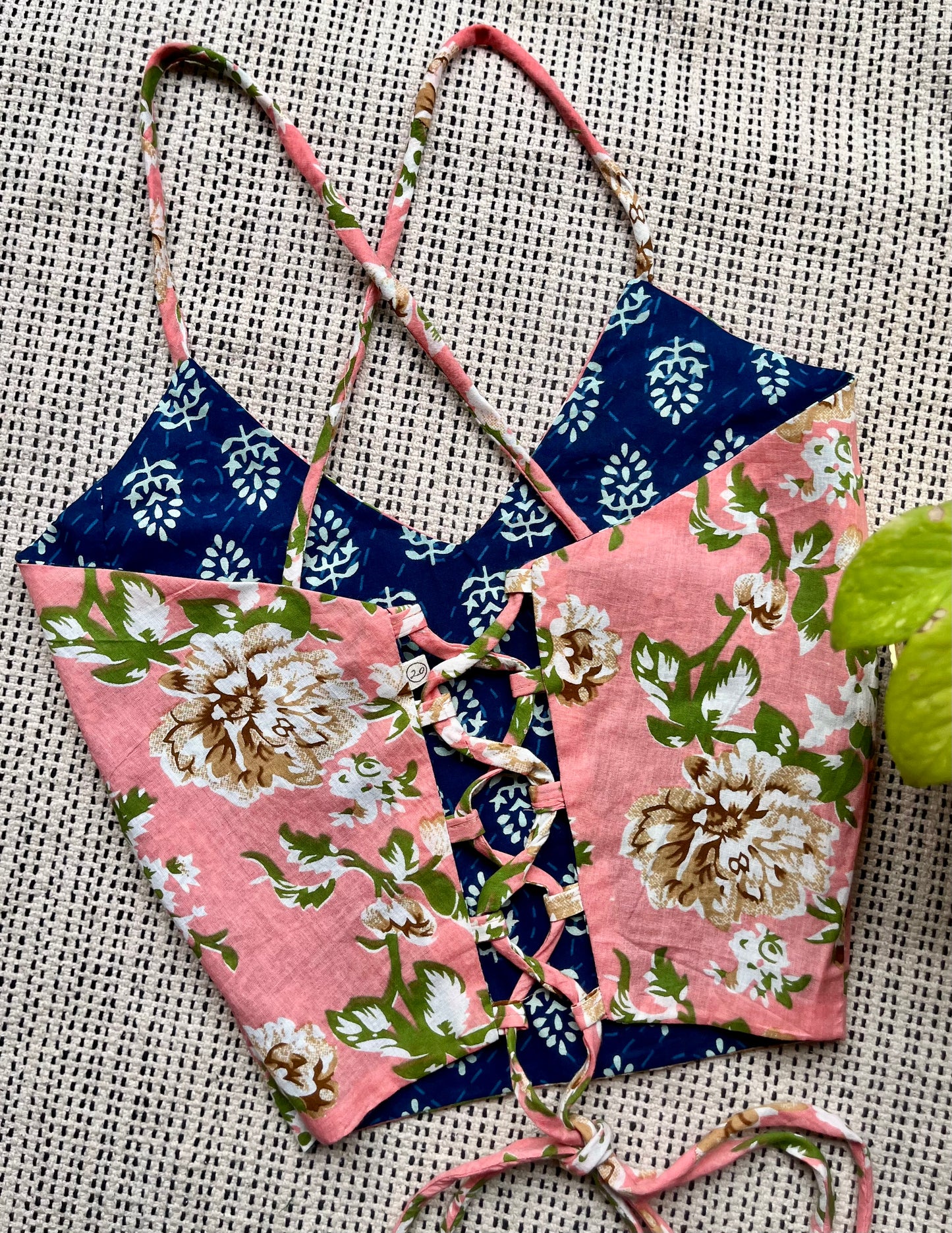 Indigo Bloom Backless Crop Top