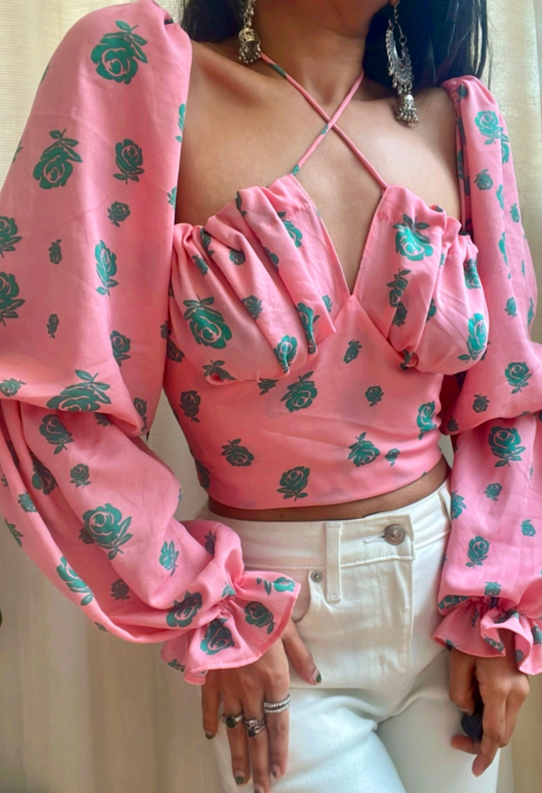 Pink Rose Milkmaid Top