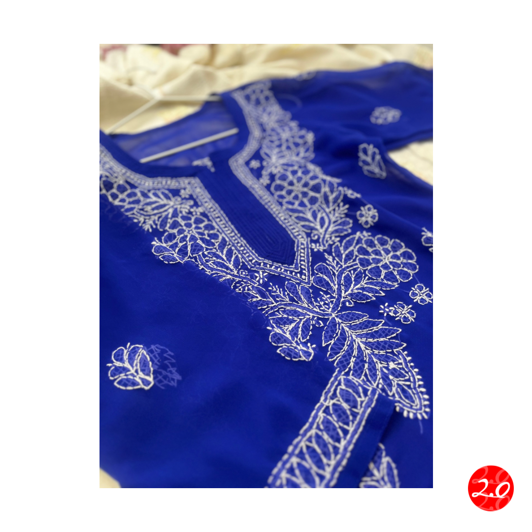 Royal Blue Chikankari Kurti