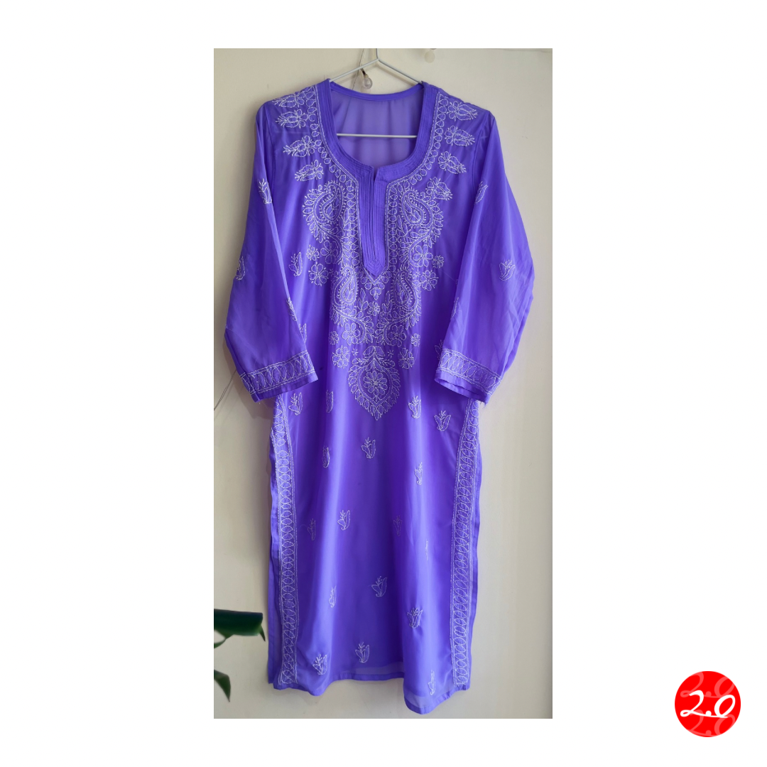 Lilac Chikankari Kurti