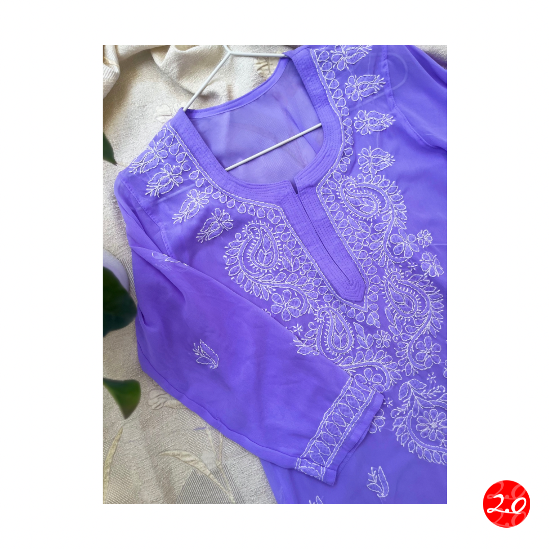 Lilac Chikankari Kurti