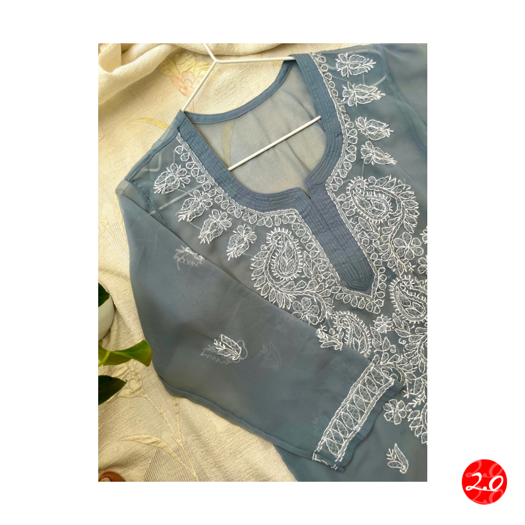 Light grey Chikankari Kurti