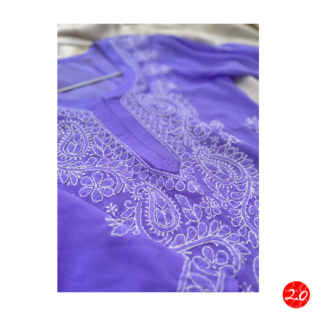 Lilac Chikankari Kurti