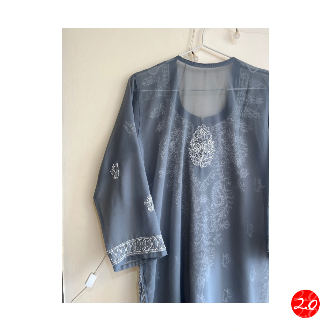 Light grey Chikankari Kurti