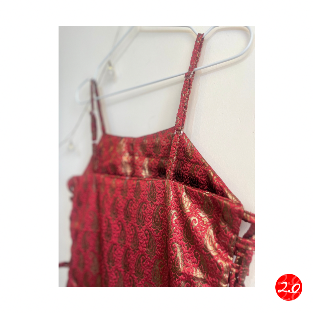 Rani Red Brocade Strap Kurti