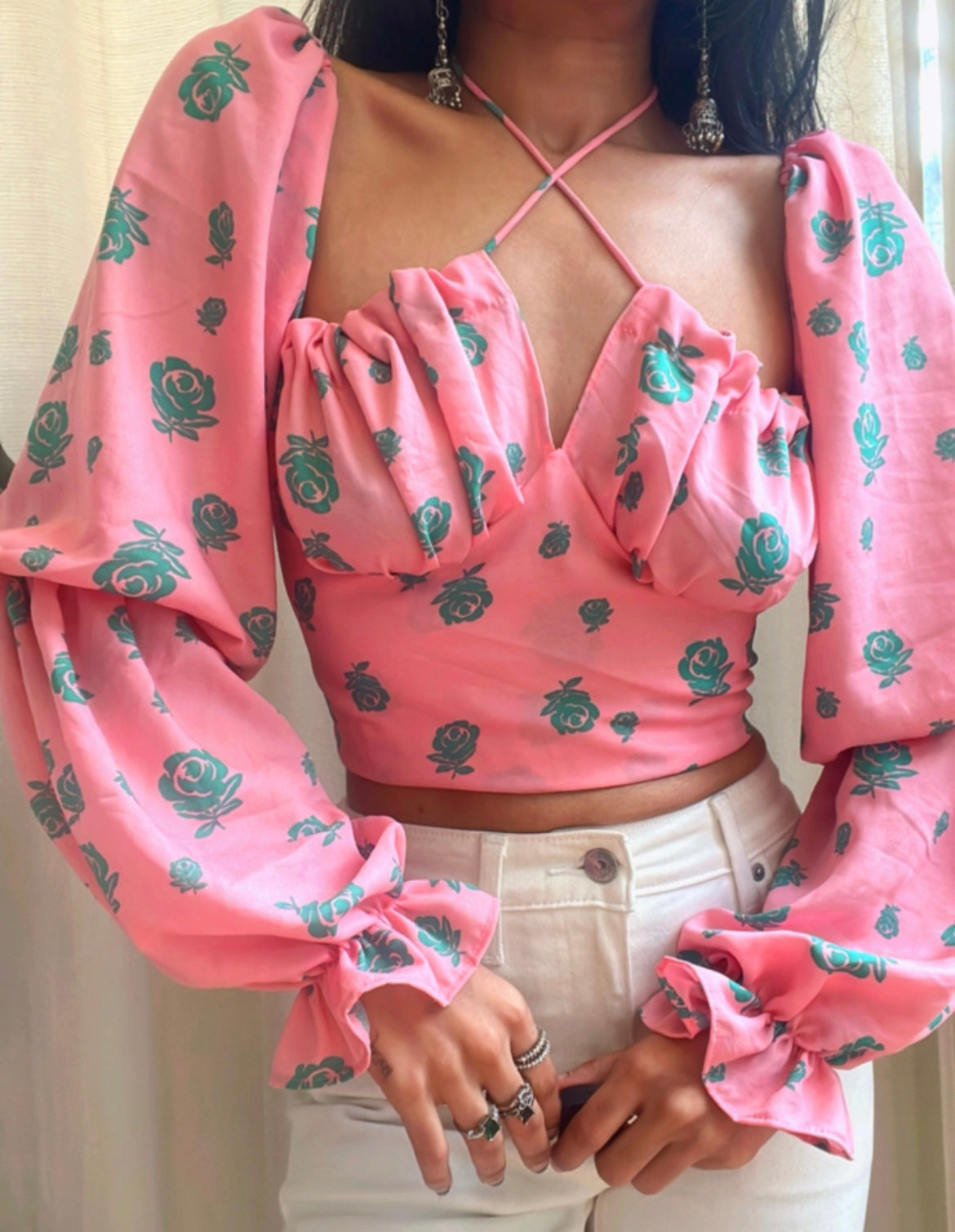 Pink Rose Milkmaid Top
