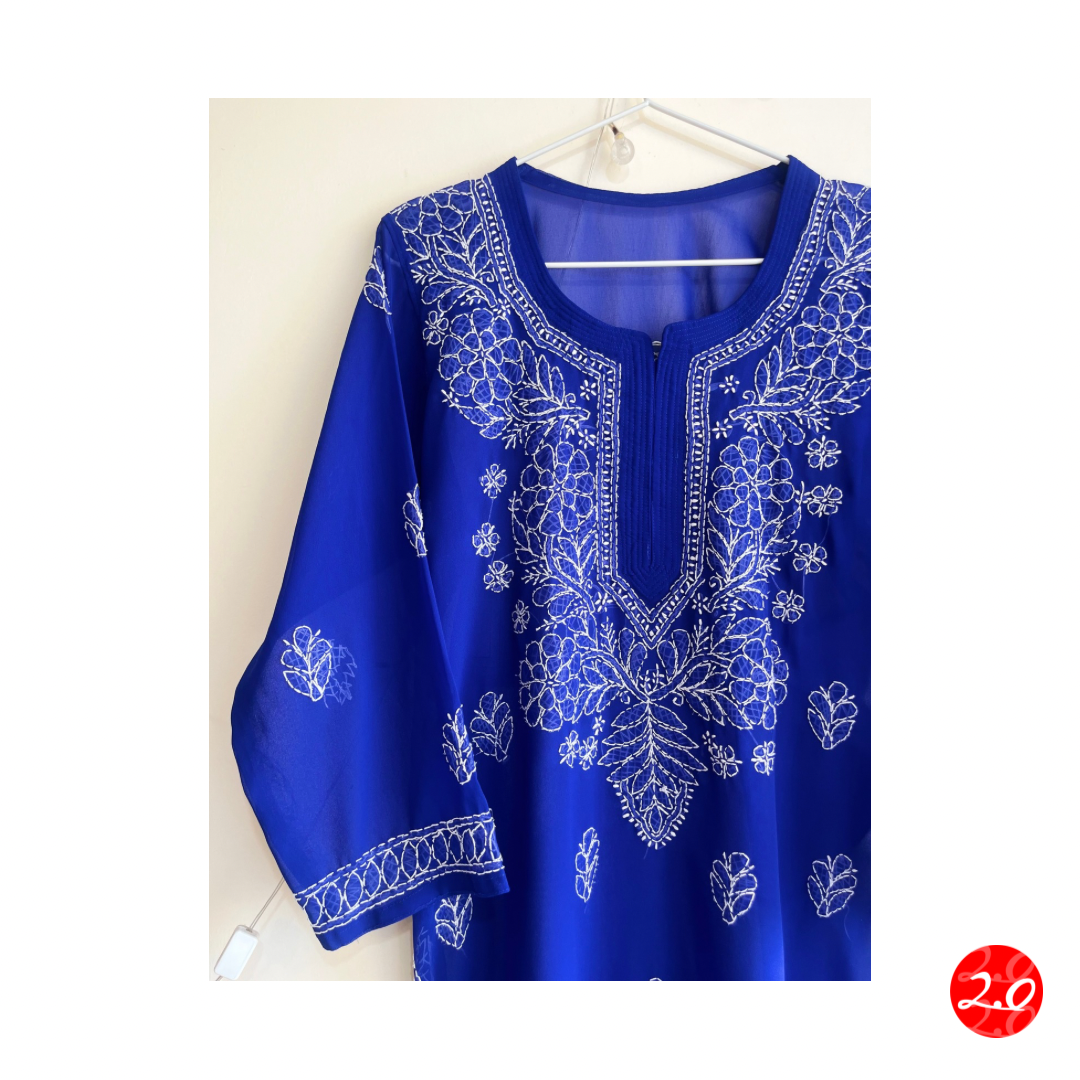 Royal Blue Chikankari Kurti