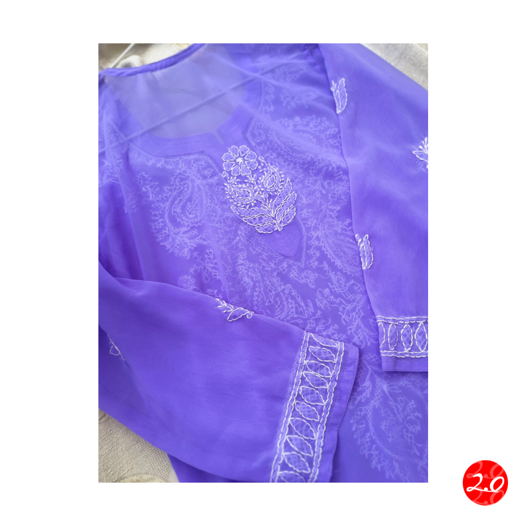 Lilac Chikankari Kurti