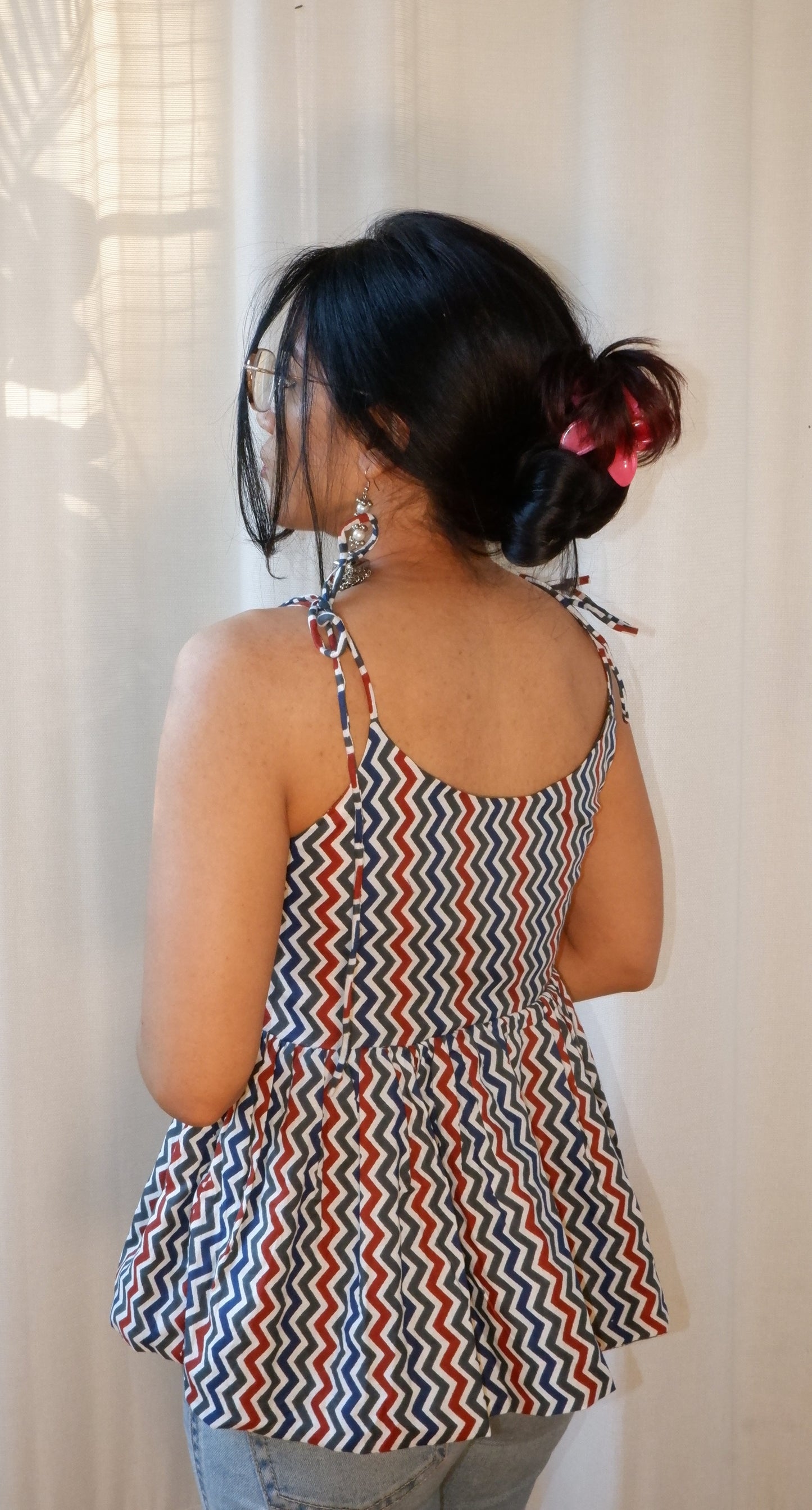 Wildstripe grove Reversible Ruffle top