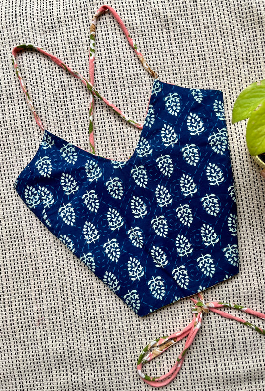 Indigo Bloom Backless Crop Top