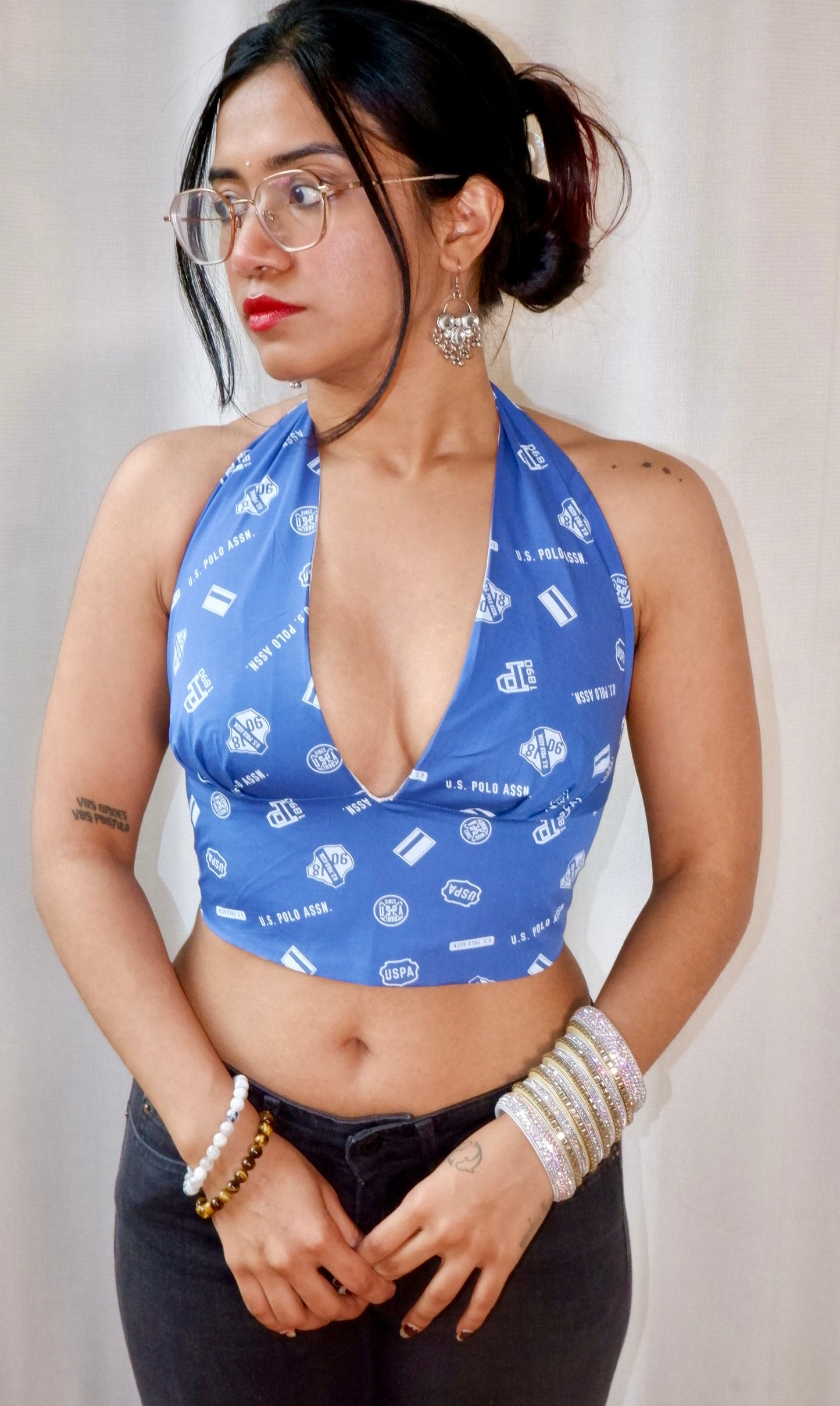 Varsity Blue Halter Top