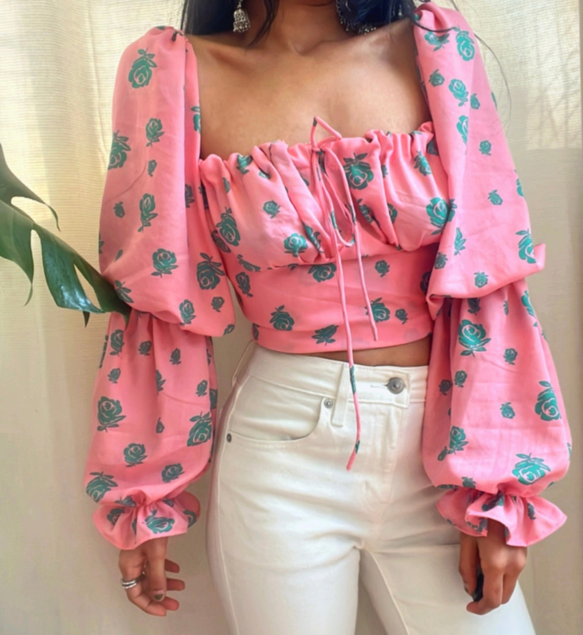 Pink Rose Milkmaid Top